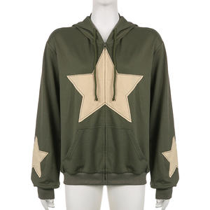 Felpa con Cappuccio Unisex 2025 con Ricamo 3D a Cinque <span class=keywords><strong>Stelle</strong></span>, Design Vintage, Zip, 100% Cotone Pre-Ristretto, Vendita all'Ingrosso - Product Image 1