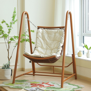Chaise à bascule en rotin pour balcon, patio, jardin, idéale pour la sieste, style nid d'oiseau - Product Image 1