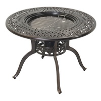 Ensemble de meubles de patio en aluminium moulé pour balcon, terrasse, barbecue, salle à manger, restaurant, avec 4 chaises et une table ronde