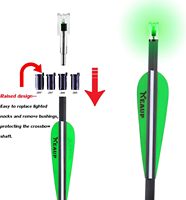 Lot de 6 pointes lumineuses pour flèches de arbalète, calibres .285/.297/.300/.305, avec interrupteur marche/arrêt haute visibilité inclus
