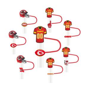 Fundas de paja de Rugby <span class=keywords><strong>City</strong></span> <span class=keywords><strong>Chiefs</strong></span> para taza de café Topper tapas de paja de silicona personalizadas accesorios de encanto de paja - Product Image 2