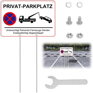 Duits Prive Parkeerplaats Bord Verkeersbord Aluminium Metalen Binnenplaats Waarschuwingsbord Met Paal - Product Image 4