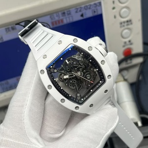 Montre mécanique sportive en fibre de carbone, mouvement squelette en céramique blanche 055 Fashion avec rotor visible - Product Image 2