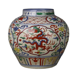 คอลเลกชัน Jingdezhen Dynasty ทำมือสีฟ้าขาวเคลือบเซรามิคโกศและไห<span class=keywords><strong>มังกร</strong></span>สีสันสดใส<span class=keywords><strong>ลาย</strong></span>ฟีนิกซ์สินค้าสำหรับบ้าน - Product Image 1