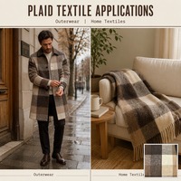 Tissu à carreaux en mélange de laine 45% 530GSM, tissé structuré épais classique pour manteau, veste et jupe d'automne-hiver