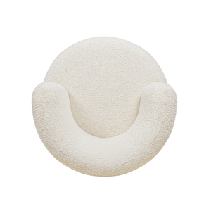 Fauteuils de salon modernes et simples, capitonnés, pivotants à 360°, dossier bas, fauteuil d'appoint, blanc ivoire, bouclé, écologique - Product Image 3