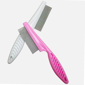 Pettine Ecologico Semplice in Acciaio Inossidabile con Manico in Plastica per Cani, Gatti e Piccoli Animali - Rimuove Pulci, Pidocchi e Zecche, Elimina il Pelo - Product Image 1