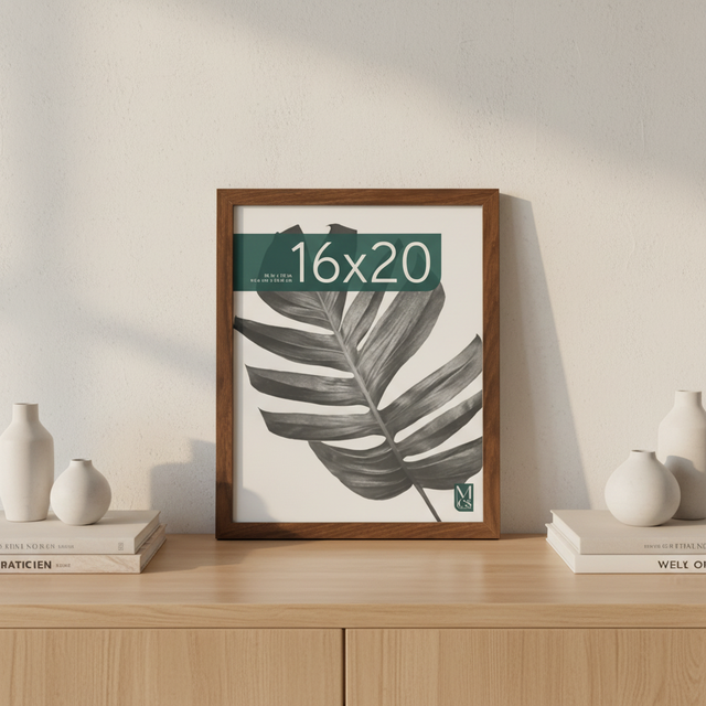 40.64x50.80 Eco-Friendly Modern Walnut Wood Grain Engineered Wood Horizontal Tabletop Large Photo Frame for Pictures Posters Art