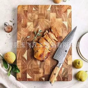 Planche à découper en bois d'acacia rectangulaire 34x24cm, couleur naturelle, bloc de découpe multifonctionnel pour la cuisine - Product Image 3