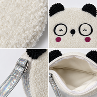 Pochette cosmétique en polaire sherpa douce avec patch en chenille duveteuse pour le maquillage et le rangement personnel