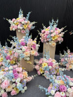Arreglo de Rosas de Seda Artificial y Flores Mixtas para Decoración Floral de Centro de Mesa en Bodas y Día de la Madre
