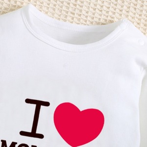 Mono sin pies para bebé recién nacido 2026 con estampado de letras y cierre de botones a presión, conjunto de una pieza de manga larga para bebé - Product Image 3