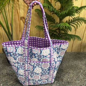 Bolso Tote 100% Algodón Acolchado con Estampado Artesanal Indio para Mujer, Bolso Tote de Gran Capacidad con Combinación de Colores Más Vendido - Product Image 1