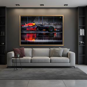 ภาพพิมพ์บนผ้าใบสูตร 1: ของตกแต่งผนังรูปรถแข่ง F1 แบบกระจกนิรภัย, ผ้าใบกรอบสีทอง - Product Image 3