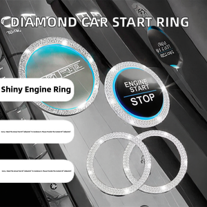 2026 Glitter Crystal Double Rhinestone ABS <b>Car</b> Engine Start Stop Decorative Ring Women Shiny <b>Car</b> <b>Interior</b> Accessories - Product Image 2