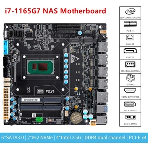 Placa Base NAS de 6 Bahías de 11.ª Generación, I7 1165G7, I5 1135G7, I3 1115G4, 4x I226 2.5G, 6xSATA, 2xM.2 NVMe PCIEx4, Mini ITX, Firewall, Placa para PC - Product Image 2
