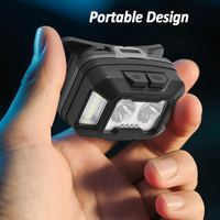 Linterna Frontal COB Recargable de Diseño Compacto con 6 Modos de Iluminación y Advertencia Roja para Acampar al Aire Libre, Caza, Linterna Frontal LED Impermeable