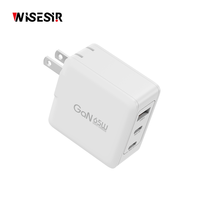 Chargeur mural USB WISESIR 65W GaN QC3.0/PD3.0 à port unique avec protection OTP pour téléphones mobiles et tablettes
