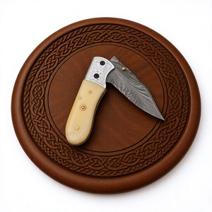 Damascus Steel Handmade Multi functional Outdoor Survival <b>Knife</b> <b>Bone</b> <b>Handle</b> <b>Knife</b> With Leather Sheath for Sale - Product Image 4