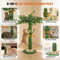Griffoir vertical haut de gamme moderne et élégant en sisal naturel avec jouet interactif à piste de balle pour chats adultes d'intérieur