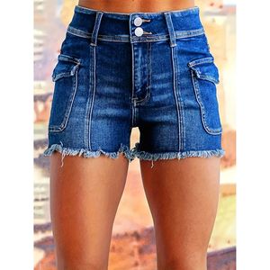 Pantalones cortos de mezclilla elásticos de cintura alta para mujer Temu 2025, diseño lavado de estilo americano europeo, gran oferta para comercio exterior y transfronterizo - Product Image 4