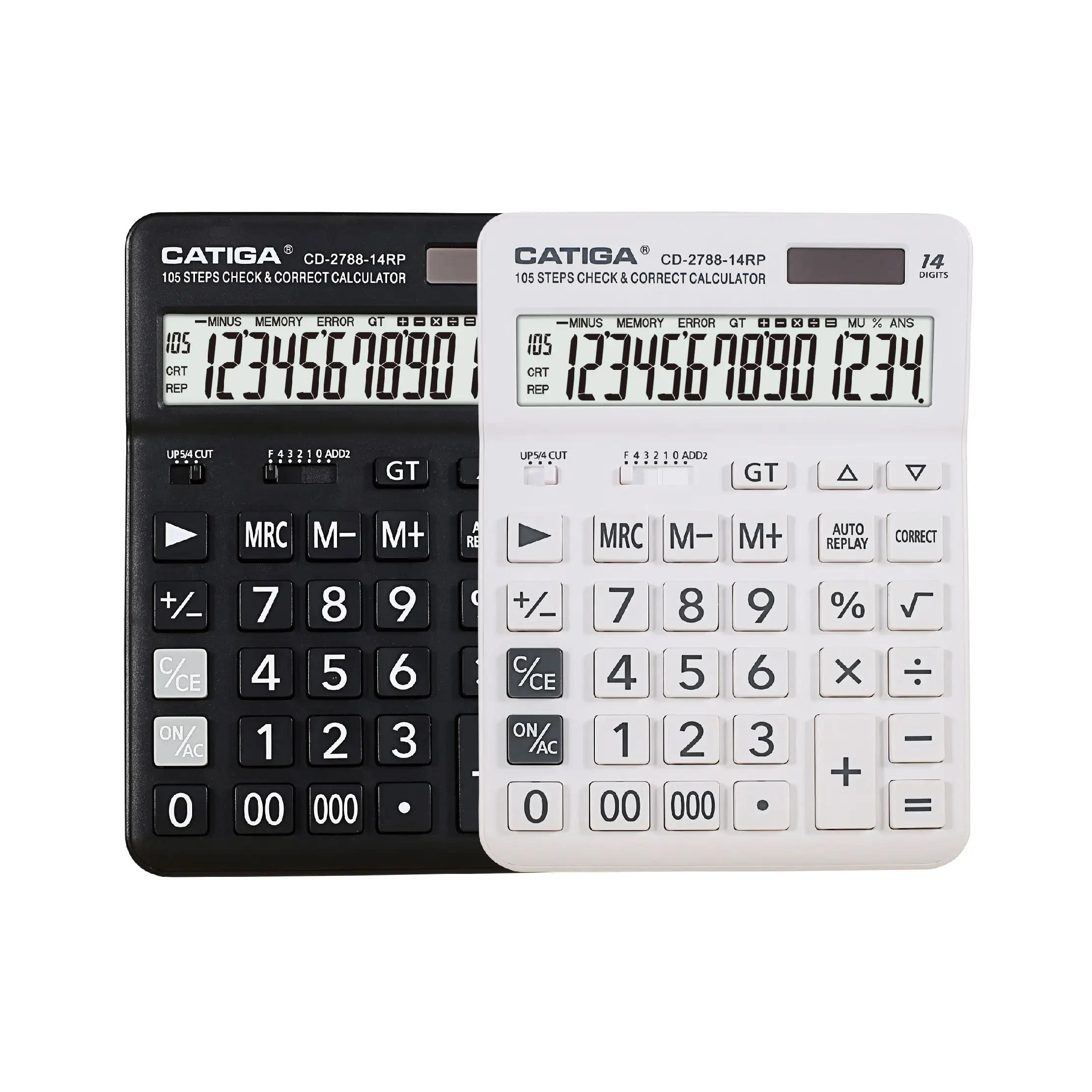 Calcolatrice elettronica a 14 cifre con controllo a 105 passaggi e correzione calcolatrice di controllo della calcolatrice solare CATIGA con grande display