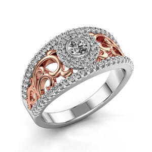 Anello vintage con pietra rotonda cava per donna, design con intarsi scintillanti, eleganti gioielli da festa - Product Image 1