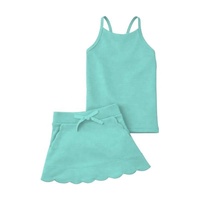 Ensemble jupe et débardeur dos nu en nylon et élasthanne vert menthe à ourlet festonné pour filles DH ODM – 2 pièces, vêtements d'été de boutique