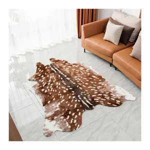 Leather Carpet Faux Skin Fur Carpets Artificial Brown Deer skin Natural Shape Cow Hide Rug