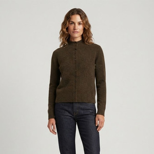Suéter Cardigã Feminino de Tricô com Gola Alta e Botões, Manga Longa, Casual, Macio e Quente para Mulheres - Product Image 1