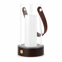 Lampe de poche portable, veilleuse avec poignée en cuir, rechargeable, base en acrylique 3 couleurs, LED pour une décoration moderne et créative de la maison