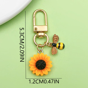 Porte-clés Tournesol et Abeille, Breloque <span class=keywords><strong>de</strong></span> Sac en Résine <span class=keywords><strong>de</strong></span> 5,3 cm avec Mousqueton en Alliage <span class=keywords><strong>pour</strong></span> Sacs à Dos, 23 Styles - Product Image 2