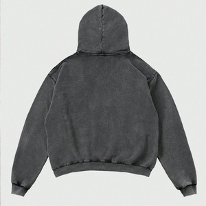 Fabricante de Sudaderas con Capucha Personalizadas, Estilo Vintage, Lavado, Oversize, Desgastado, 500 g/m², de Gran Gramaje, con Pedrería, Lavado Ácido, Corte Holgado, 100% Algodón para Hombre - Product Image 2