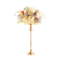 Vases de mariage hauts décoratifs en métal doré, support à fleurs pour décoration de mariage, centres de table argentés pour fête de mariage, porte-bougie