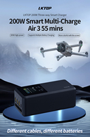 LKTOP Chargeur intelligent triple canal 200W pour batteries de drones, chargeur simultané 3 voies pour DJI Air 3 Air 3S