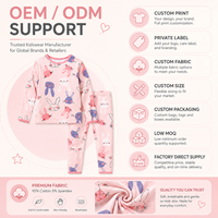 Ensemble de pyjama pour enfants avec imprimé lapin, coton et élasthanne, vêtements de nuit pour filles, manches longues, vêtements de détente, doux et respirant, personnalisable, OEM, étiquette privée