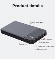 Chargeurs portables en gros d'usine 10000mAh, batteries externes 22.5W à charge rapide USB Type-A/C pour iPhone Android OEM