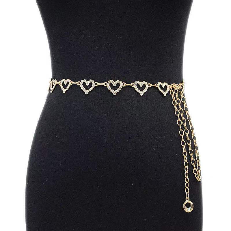 Heart Rhinestone Belly Chain - 18K Gold Plated Fashion