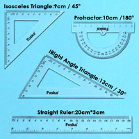 Foska rapporteur Triangle règles et règle droite 4 pièces ensemble échelle précise règle transparente en plastique robuste ensemble de mathématiques pour les étudiants