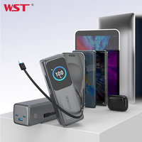 Câble de charge WST avec affichage numérique LED, PD 100W et 140W, charge rapide, batterie externe haute capacité 30000mAh pour ordinateur portable