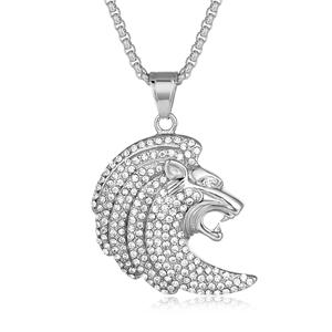 สร้อยคอจี้รูปหางสิงโตประดับเพชรซิคอน พร้อมสายสร้อยสแตนเลสสตีลชุบทอง 18K ดีไซน์ทันสมัย เหมาะสำหรับงานแต่งงานคริสเตียน - Product Image 2