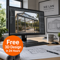Véranda en alliage d'aluminium personnalisée directement de l'usine, avec conception 3D gratuite, toit en verre trempé, isolation thermique, maison en verre pour jardin