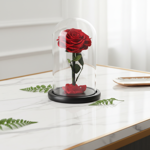 เครื่องประดับดอกกุหลาบที่เก็บรักษาไว้พร้อมฝาครอบโดมดอกไม้ไฟ LED สำหรับวันวาเลนไทน์คริสต์มาสงานแต่งงานดอกกุหลาบ<span class=keywords><strong>อมตะ</strong></span>จริง - Product Image 1