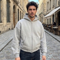 Sudadera con capucha personalizada de lujo, alta calidad, al por mayor, 600 GSM, 100% algodón grueso y pesado, estilo retro, con cremallera, lisa