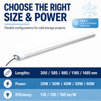 Éclairage linéaire LED Tri-Proof pour entrepôts frigorifiques, IP65, en aluminium, puissance 20-60W, gradation DALI 0/1-10V, pour températures négatives de -25 degrés