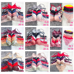 Conjunto de sujetador y bragas de estilo diario 40B con decoración de encaje patrón sólido Hipster corte correas ajustables <span class=keywords><strong>para</strong></span> compras de pánico - Product Image 4