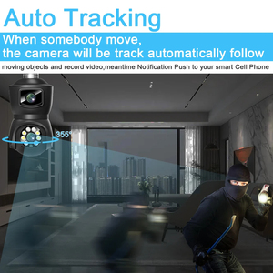 6MP ống kính kép E27 Bóng đèn Wifi PTZ Camera Màn Hình kép tự động theo dõi trong nhà không dây an ninh giám sát V380 Pro IP Camera - Product Image 5