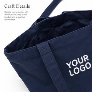 Custom Logo Heavy Duty Canvas Tote <b>Bag</b> Reusable Cotton Shopping <b>Bag</b> With Multi Size Options And Vibrant Color For Wholesale - Product Image 2