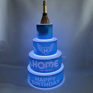Fournisseur d'usine OEM ODM, personnalisation du logo, gâteau lumineux LED coloré pour présentoir de bouteilles de champagne, mariage, fête d'anniversaire - Product Image 6