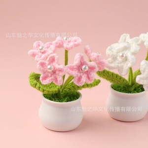 Vasos de simulação falsos feitos à mão para decoração, flores artificiais de tecido, fio de lã eterno, flores de malha, esqueça-me - Product Image 2